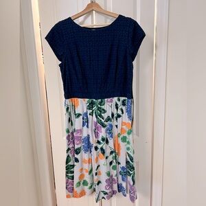 Navy and floral dress from Boden